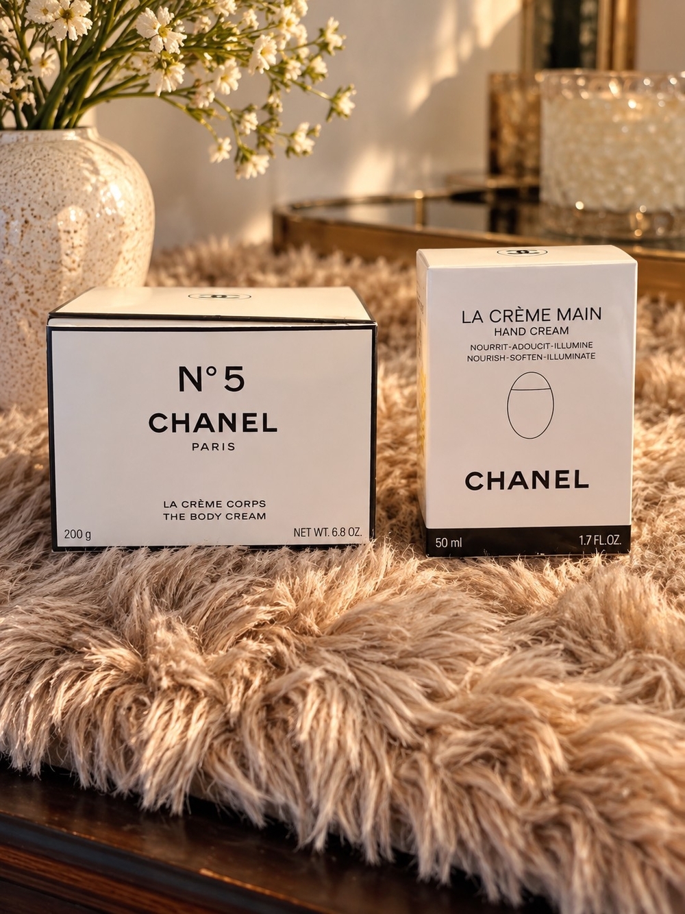 CHANEL N°5 White and Black Luxury Body & Hand Cream Set *Empty Boxes*